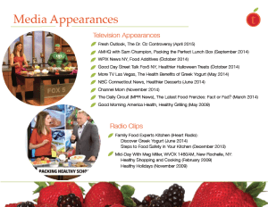 A brochure with the words " media appearances ".